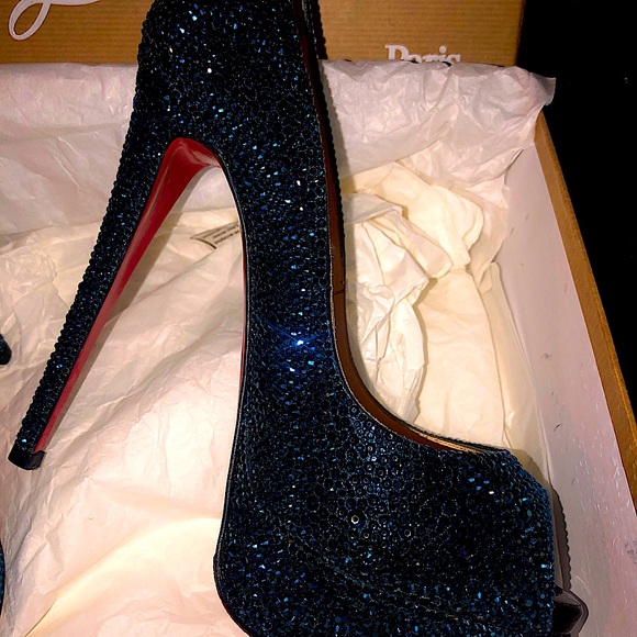 New Christian Louboutin Strass Lady Peep 150 Pumps - Picture 12 of 14